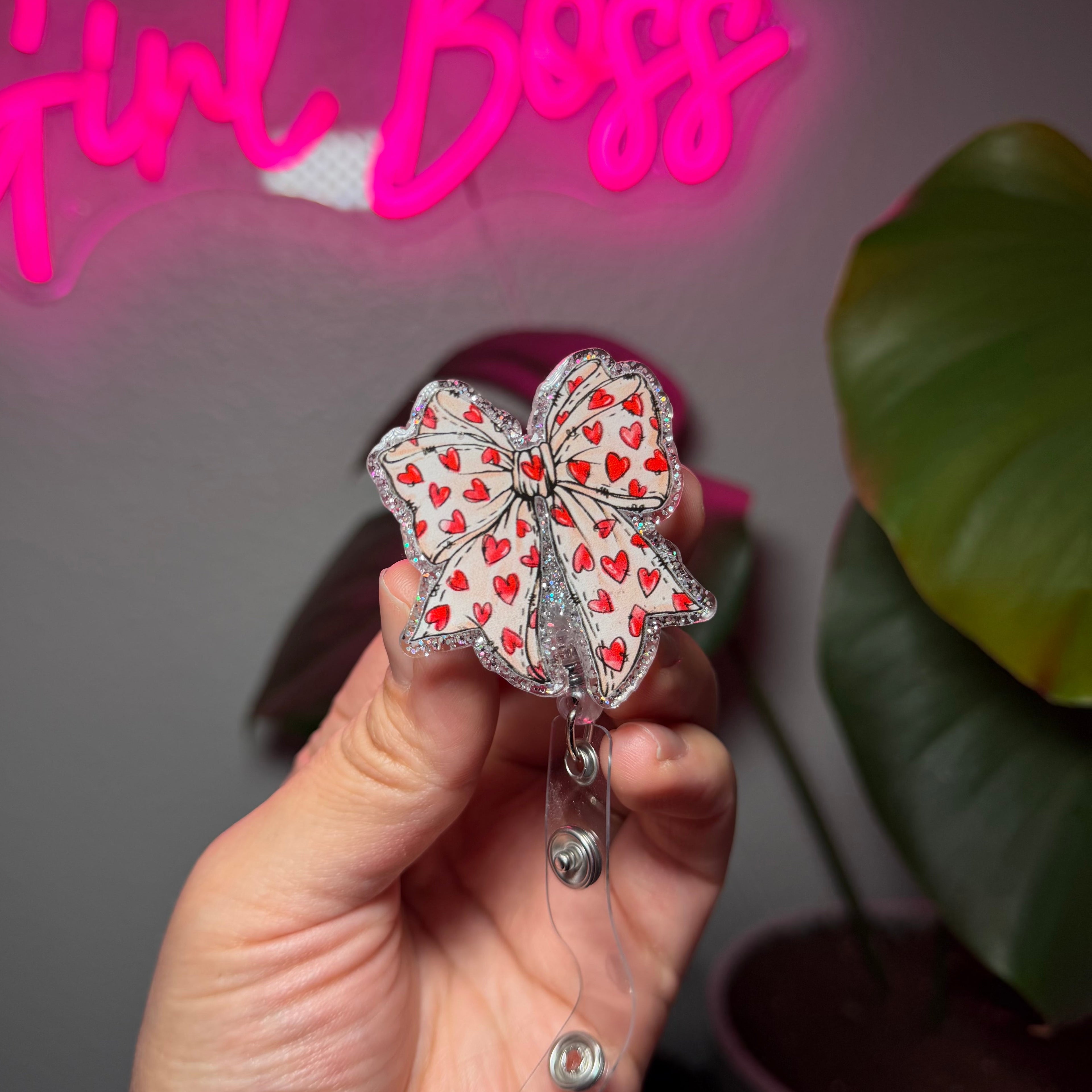 Cute Badge Reel With Bows And Hearts