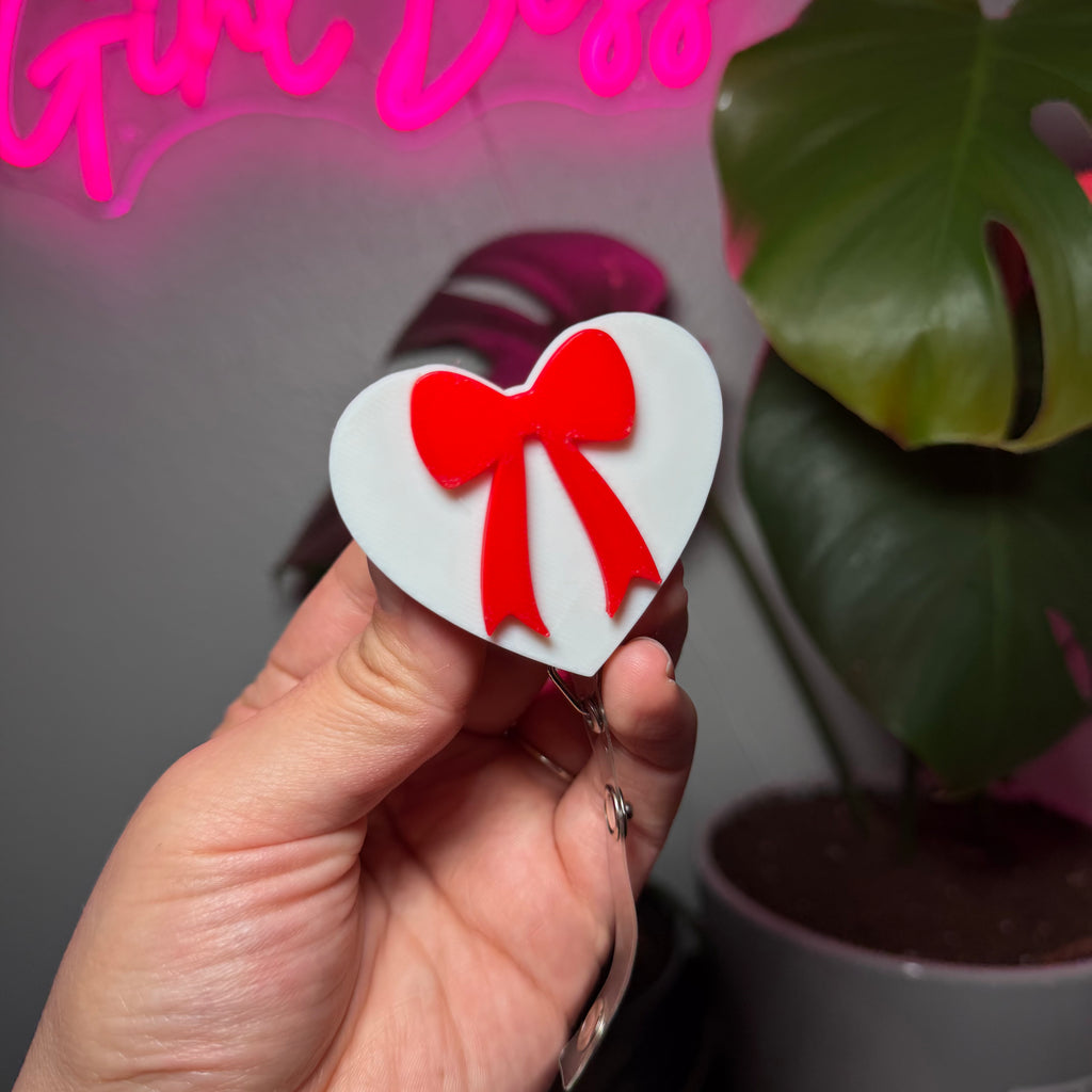 3D Printed Bow & Heart Badge Reel