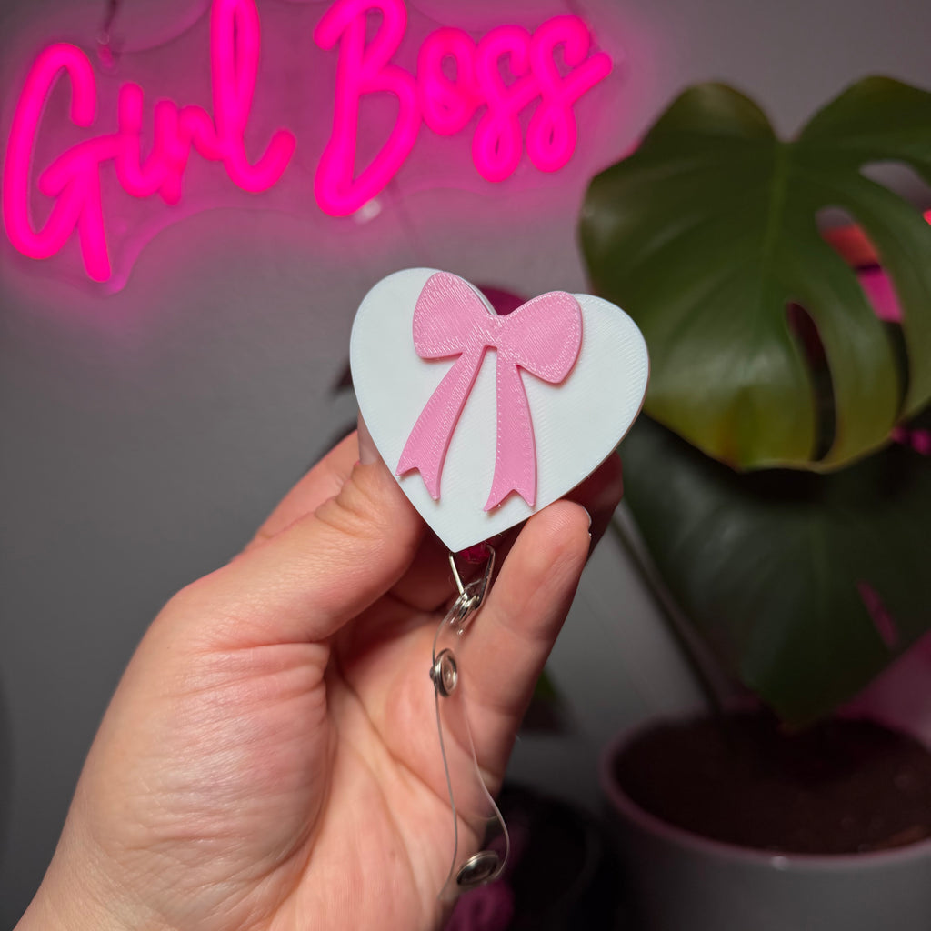 3D Printed Bow & Heart Badge Reel