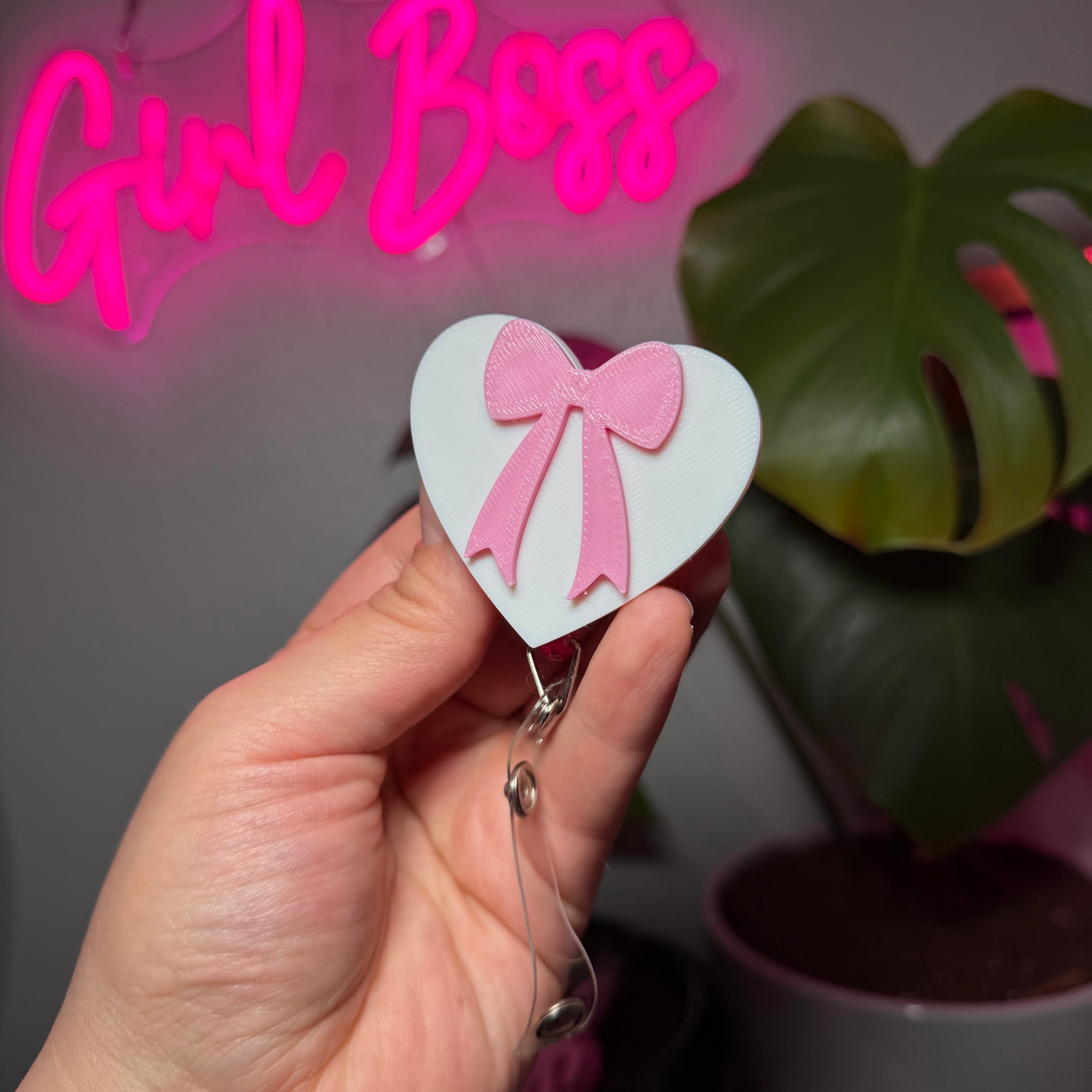 3D Printed Bow & Heart Badge Reel