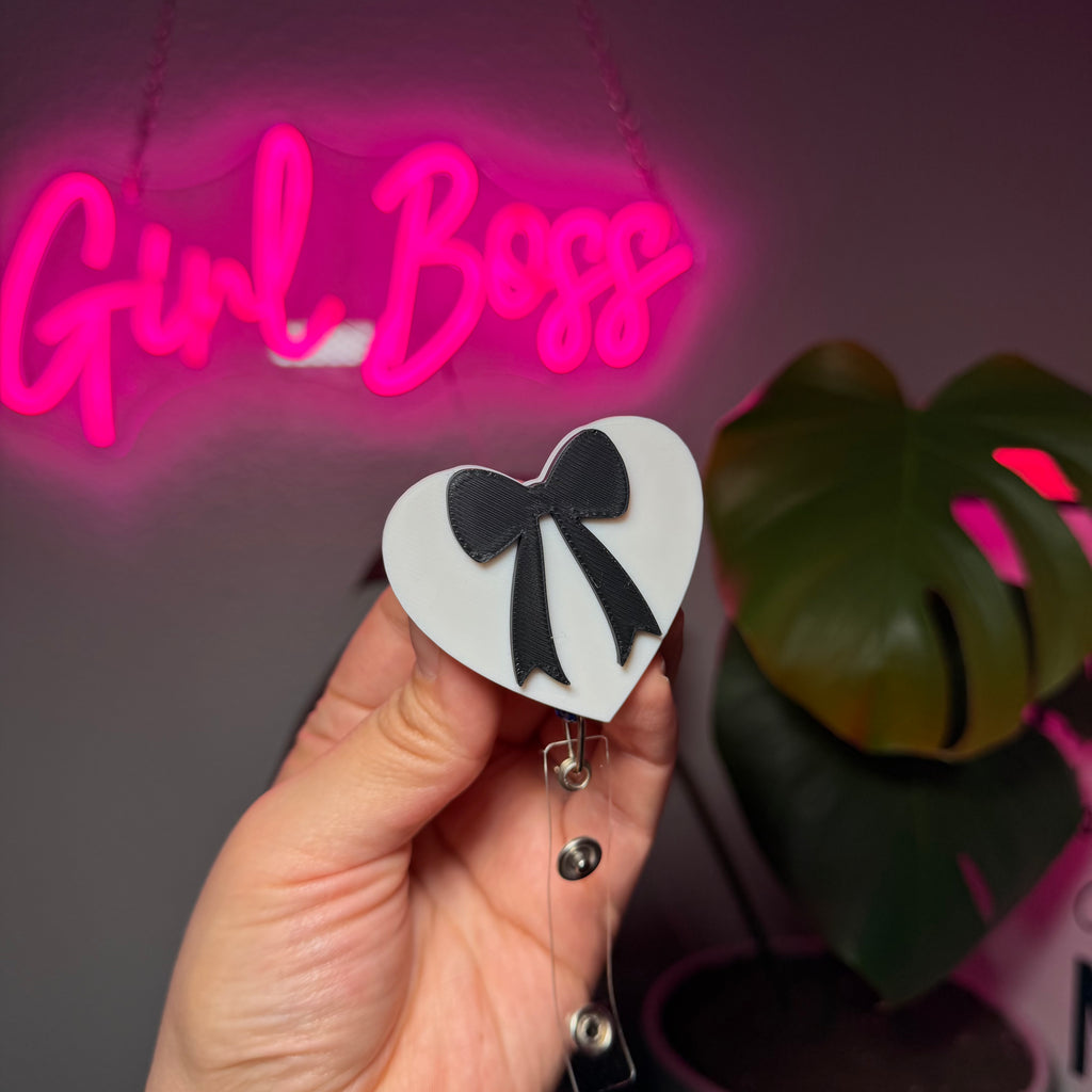 3D Printed Bow & Heart Badge Reel